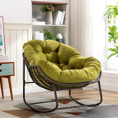 Read, Nap, & Unwind in Cloud-Like Comfort: Extra Wide Rocking Egg Chair with Deep Seat