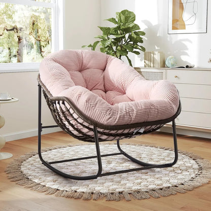 Read, Nap, & Unwind in Cloud-Like Comfort: Extra Wide Rocking Egg Chair with Deep Seat