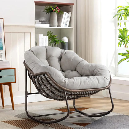 Read, Nap, & Unwind in Cloud-Like Comfort: Extra Wide Rocking Egg Chair with Deep Seat