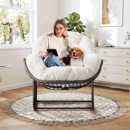 Read, Nap, & Unwind in Cloud-Like Comfort: Extra Wide Rocking Egg Chair with Deep Seat