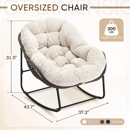 Read, Nap, & Unwind in Cloud-Like Comfort: Extra Wide Rocking Egg Chair with Deep Seat