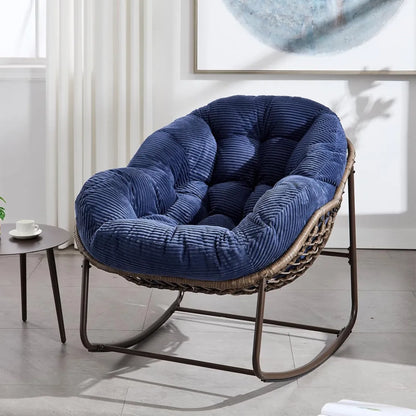 Read, Nap, & Unwind in Cloud-Like Comfort: Extra Wide Rocking Egg Chair with Deep Seat
