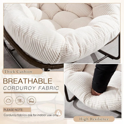 Read, Nap, & Unwind in Cloud-Like Comfort: Extra Wide Rocking Egg Chair with Deep Seat